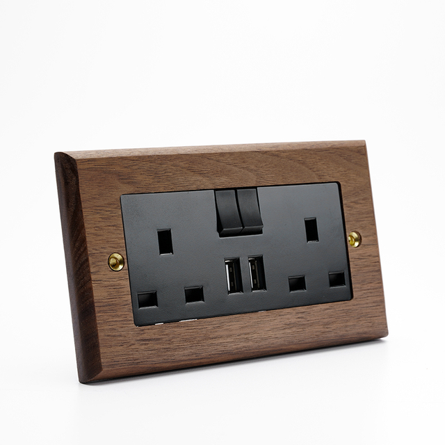 DepoGuye high quality retro American light switch socket, pure wood copper toggle switch panel, home and bed wall light switch