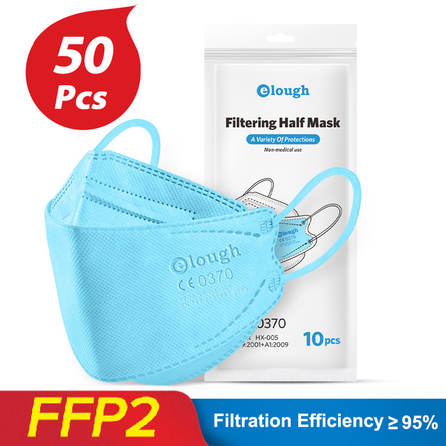 Elough FFP2 CE 0370 Mascarillas FPP2 Homologadas يوروبا KN95 قناع الأسماك شكل Mascarilla FP2 FFP 2 Masken الكبار FFP2mask 4 طبقات