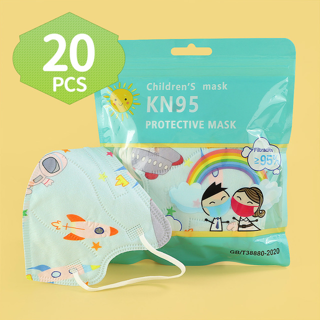 FFP2 KN95 Unicorn Mask For Kids Thicker Mask 5 Layers KN95 Mask Children Anti-Fog Mouth Mask Student Respirator Mask