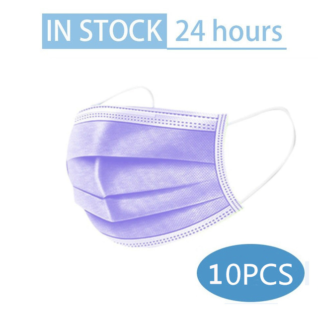 Mouth Masks 3-Layer Anti Dust Disposable Mascarillas 10/50/100 Pcs Non-woven Meltblown Cloth Masks Elastic Ear Loop Face Mask