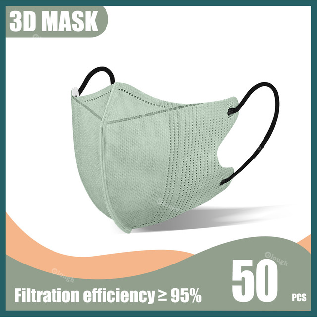 Disposable Protective Mask Morandi Black Masks 3D Adult 4 Ply 95% Filtration Mascarillas quiurgicas Homeopathic No Nose Bridge