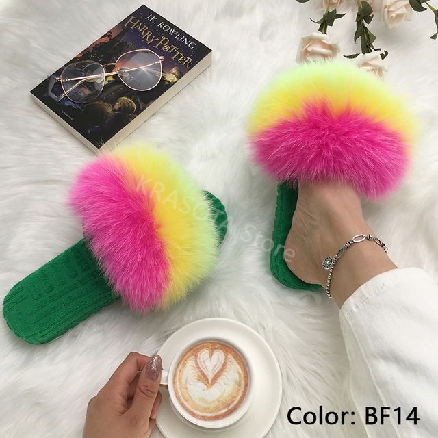 Ladies Slippers Flat Flip Flops Women Shoes Soft Luxury House Platforms Sandals Real Fur Slides Summer Fluffy Fashion Slippers