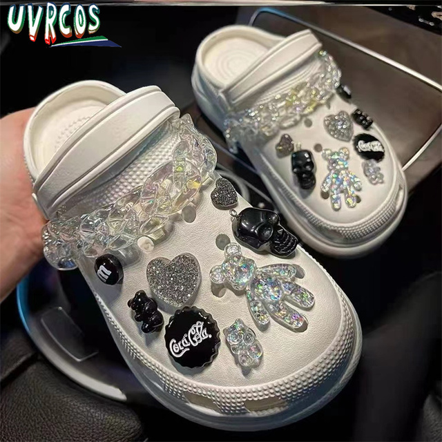 Luxury Charms for Crocs JIBZ Designer Clog Shoes Embellishment Flower Metallic Pearl Shoe Accessories Bling Rhinestone Croc Charms