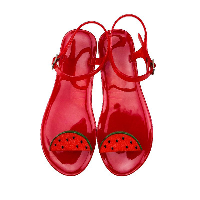 Women Fruit Sandals Transparent PVC Flat Flip Flop Sandal Ladies 2022 Summer Outdoor Fashion Non-slip Buckle Strap Beach Shoes