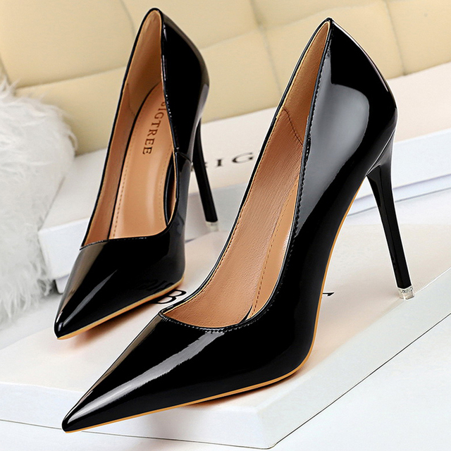 BIGTREE Shoes Woman Pumps Patent Leather High Heels Shoes Women Basic Pump Wedding Shoes Female Stiletto High Heels Women Shoes Plus Size 43