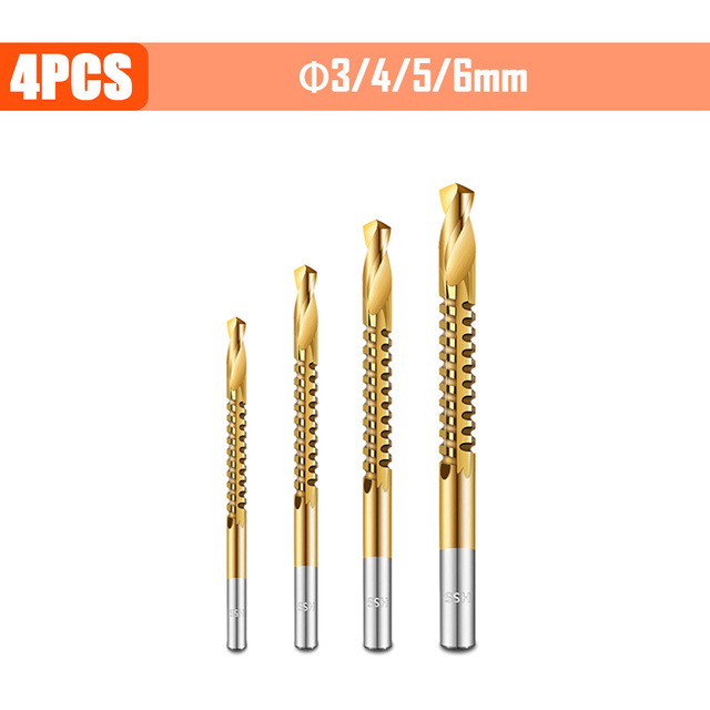 3/4/5/6pcs Cobalt Drill Bit Spiral Screw Metric Composite Tap Drill Bits Drill Polishing Woodworking HSS Twist Drilling Tools