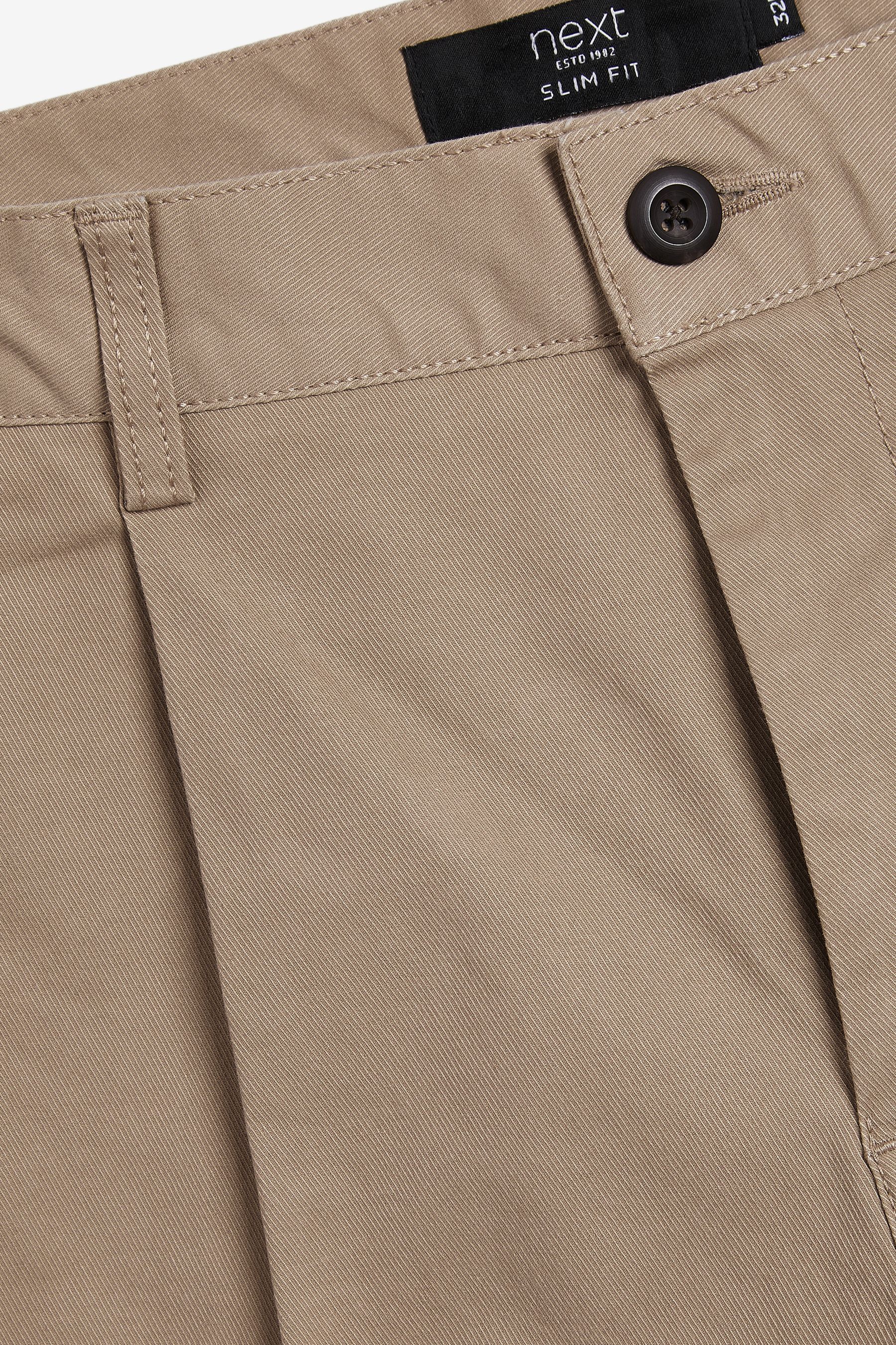 Pleated Stretch Chino Trousers