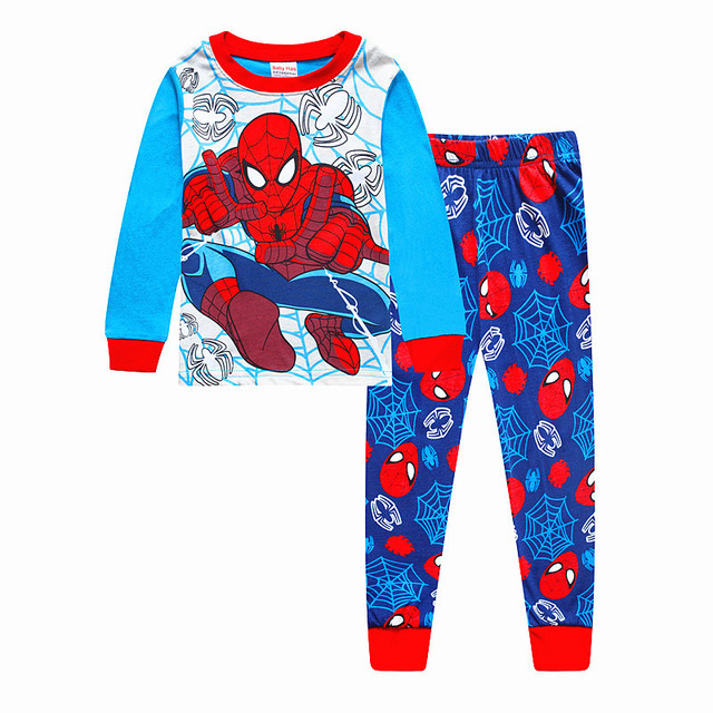 New Spider-Man cartoon children's long-sleeved pajamas children's champion home wear boys' underwear two-piece suit pajamas