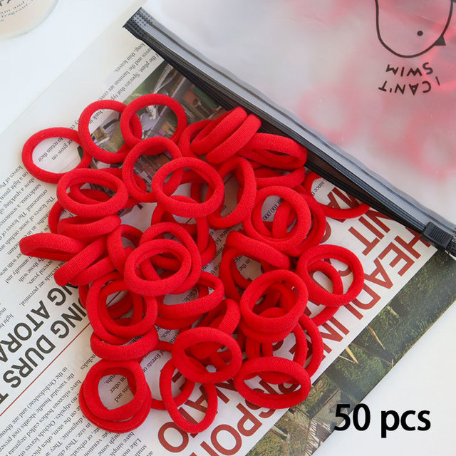 50pcs Set Colorful Girl Ornament Nylon Elastic Hair Bands Ponytail Hair Accessories Holder Rubber Bands Scrunchie Headband