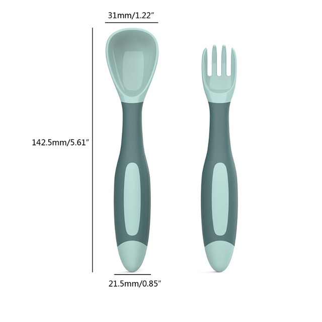 Baby Children Spoon Fork Set Soft Bendable Silicone Scoop Fork Cutlery Set Kid Training Feeding Cutlery Utensils