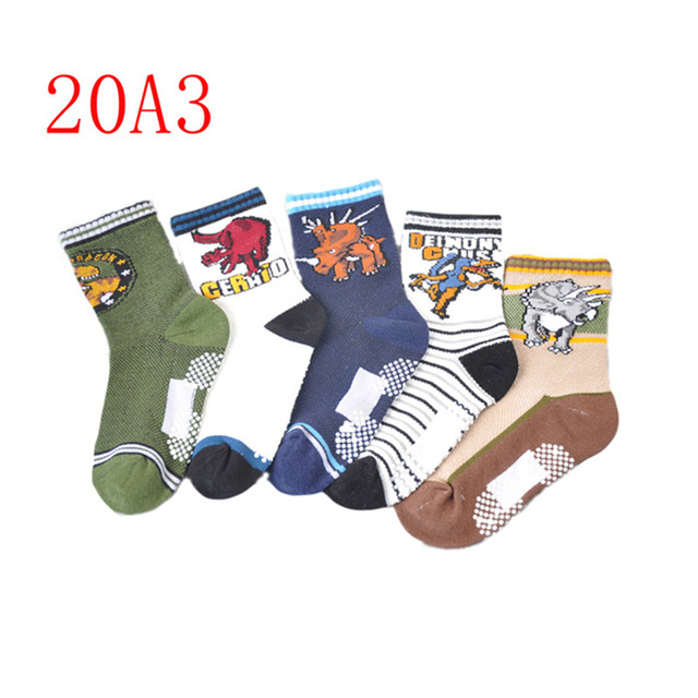 5 Pairs Non-slip Cute Cartoon Children Socks Spring Autumn Cotton Warm Breathable Boys Girls Absorb Sweat Sock for 0-8 Years