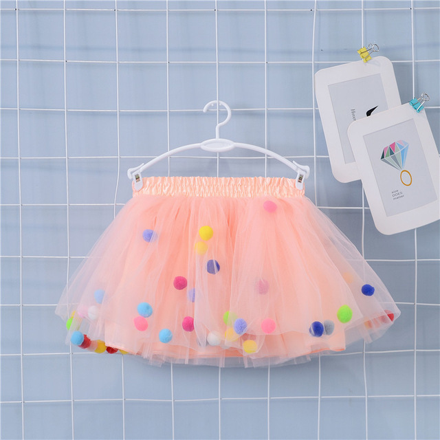 2022 New Arrival Infant Mulity Colorful Tulle Tutu Skirt Pom Pom Princess Mini Dress Children's Clothing Pettiskirt Girl Clothes