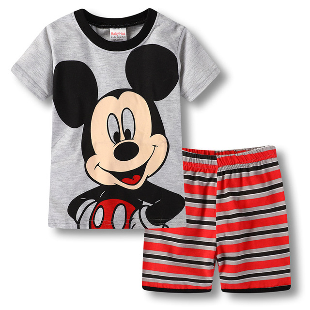 New Kids Boys Girls Clothes Baby Princess Pajamas Summer Short Sleeve Set Cartoon Minnie Children Sleepwear