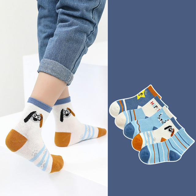 2022 5pairs/lot Children Cotton Boys Girls Socks Cute Cartoon Pattern Kids Socks for Baby Boy Girl Sport Pattern Suitable for 1-12Y