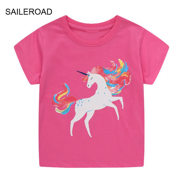 Seieroad Baby Girls 2-7 Years Animation Short Sleeve Cotton T-Shirt For Boys T Shirt Tops