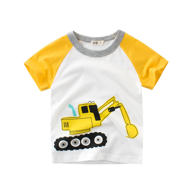 2-8 years old children's summer T-shirt, children's clothing, short-sleeved T-shirt, cartoon car T-shirt, children's cotton T-shirt