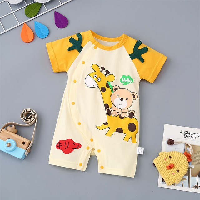 0-24 months newborn romper infant stuff baby clothes girl summer T-shirt with lucky cat kitty duck unisex clothes baby outfit