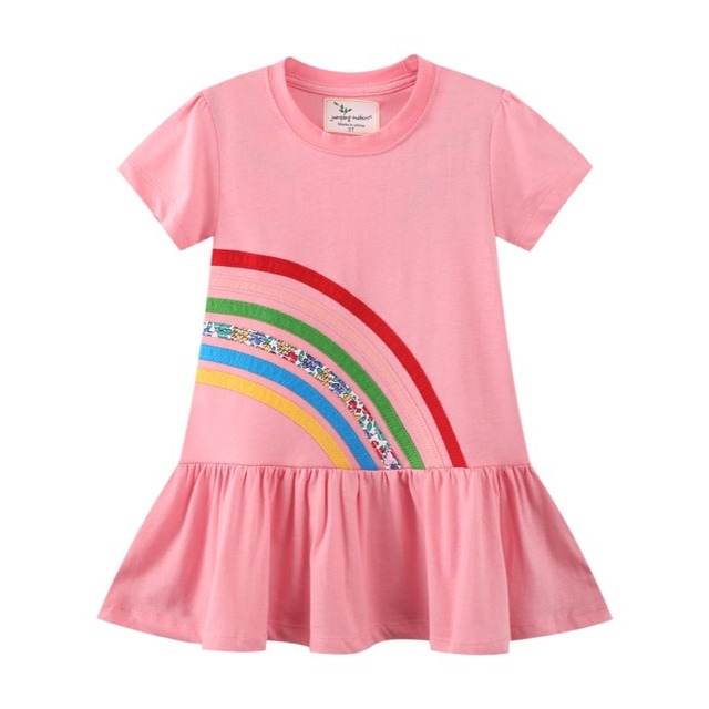 Little maven 2022 baby girls summer dress cotton lined cat children's casual lovely and comfortable clothes for 2-7 years old