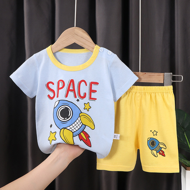 Seieroad Summer Children's Clothing Cartoon Unicorn Boys T-shirt + Pants Short Sleeve Children Clothing Set Teenage Tracksuit