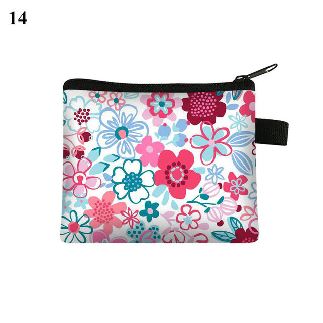 Fashion Brand Wallet Women Lovely Bowknot Flower Print Small Coin Bag Wallet Canvas Zipper Female Coin Purse Purse Earphone