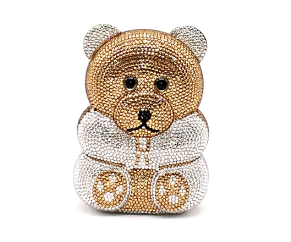 Women's Perforated Bear Handbag,Bear Perforated Crystal Handbag,Cocktail Purse,Shoulder Bag,Gifts