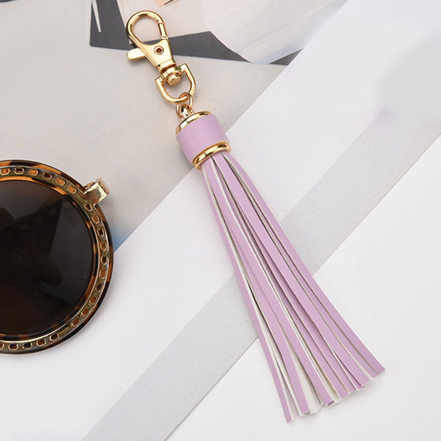 Fringe PU Leather Tassel Keychains Rhodium Key Holder Metal Key Charm Key Ring Bag Auto Car Pendant Hot Sale Jewelry