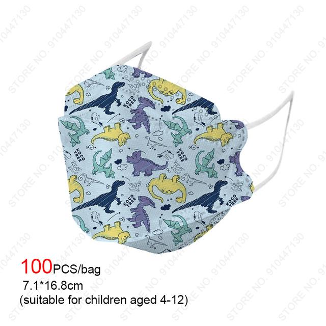 2022 New 10-100pcs Ffp2 Children Kn95 Mask 4-layer Non-woven Fabric Protection Dust-proof Respirator Suitable for 4-12 Years