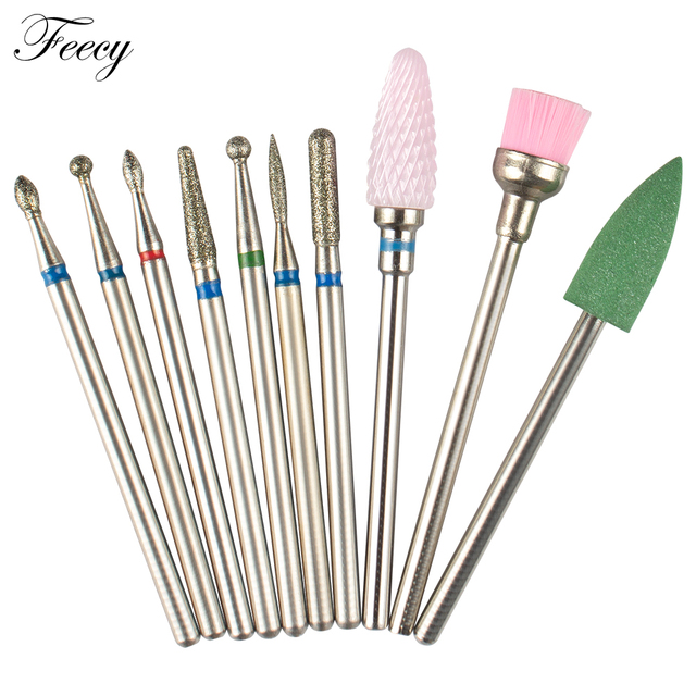 10pcs Ceramic Diamond Grinding Cutter For Manicure Set Nail Bits Grinder Cutters To Remove Gel Varnish Nail Art Accessories