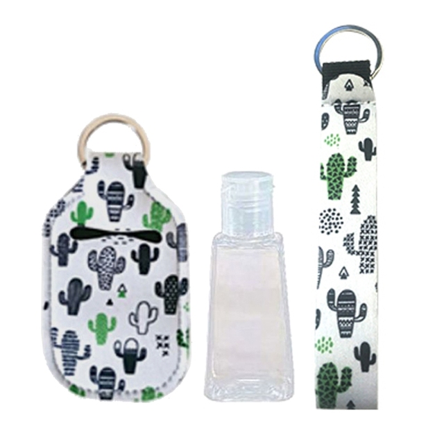 Portable 1oz Refillable Empty Travel Bottles With Keychain Holder Wristlet Set Keychain Bottle Container With Flip Caps