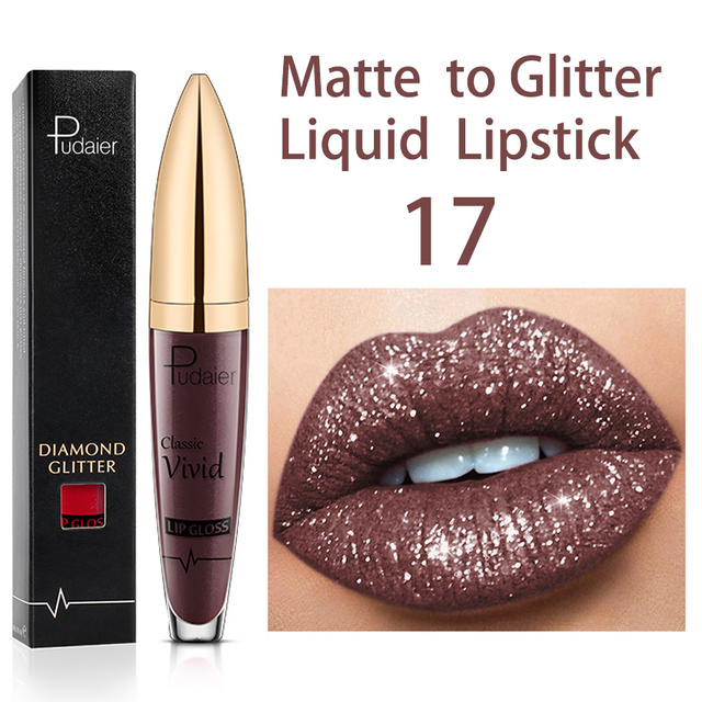 18 Color Matte To Glitter Shimmer Liquid Lipstick Shiny Diamond Lip Gloss Waterproof Long Lasting Pearl Lipgloss Women Lips Makeup