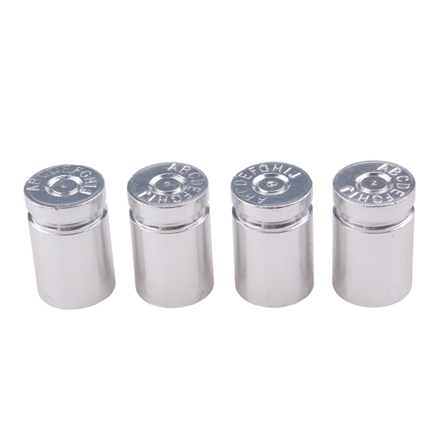 4psc Bullet Shell Universal Car Wheel Tire Valve Caps,Rim Tire Stem Covers,Aluminum Alloy Car Styling Parts Accessories