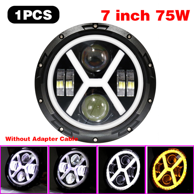 45W/60W/75W/80W/90W Car Led 7 Inch Car Accessories Angel Eyes H4 Led Headlight For Lada Niva 4X4 Uaz Hunter Hummer