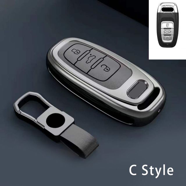 New Fashion Zinc Alloy and Leather Car Key Case Cover for Audi A3 A4 A5 C5 C6 8L 8P B6 B7 B8 C6 RS3 RS6 Q3 Q7 TT 8L 8V S6 S4 S3