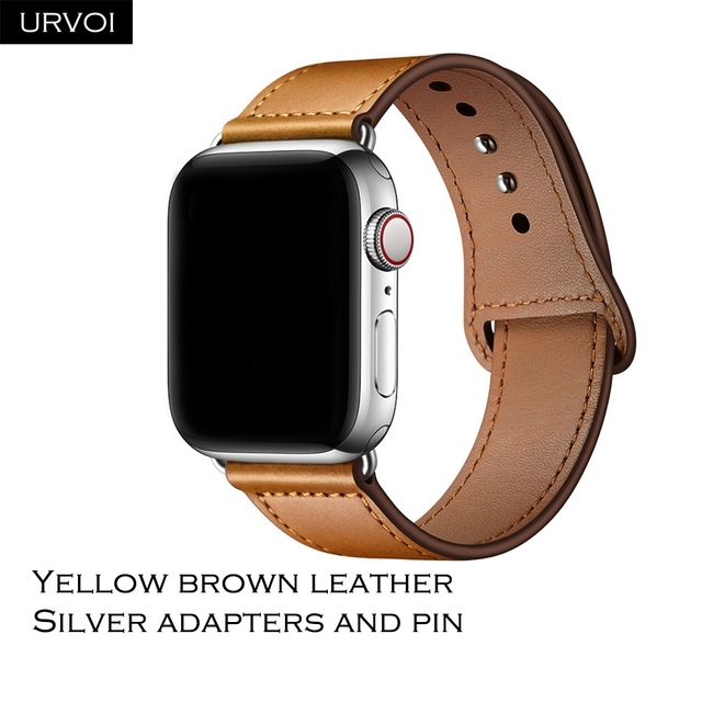 URVOI Band for Apple Watch Series 7 6 5 4 3 SE Sport Band Genuine Swift Leather Strap for iWatch Wrist Pin and Tuck Closure Handmade