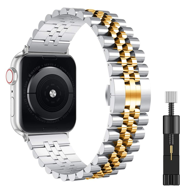 Metal Strap for Apple Watch 7 45mm 41mm Series 6 5 4 SE 44mm 40mm Stainless Steel Bracelet Wristband for iwatch 3 2 1 42mm 38mm