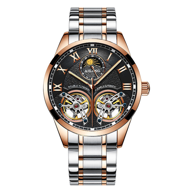 Ailang original master top brand men watch high quality 2019 latest design double tourbillon watch men swiss automatic hollow mechanical watch sport fashion trend casual business waterproof luminous watch