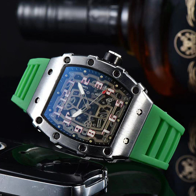 New Luxury 3-pin Transparent Bezel Quartz Watch Men Automatic Watch Men Designer Wristwatches Waterproof Reloj Hombre