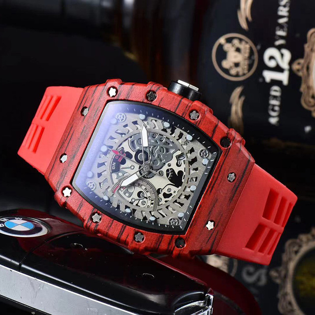 New 3 Pin Quartz Watch Transparent Bezel Men Automatic Watch Men Designer Wristwatches Waterproof Reloj Hombre