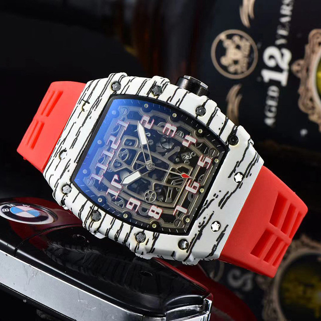 2022 Luxury 3 Pin Quartz Watch RM Transparent Bezel Men Automatic Watch for Men Designer Wristwatches Waterproof Reloj Hombre