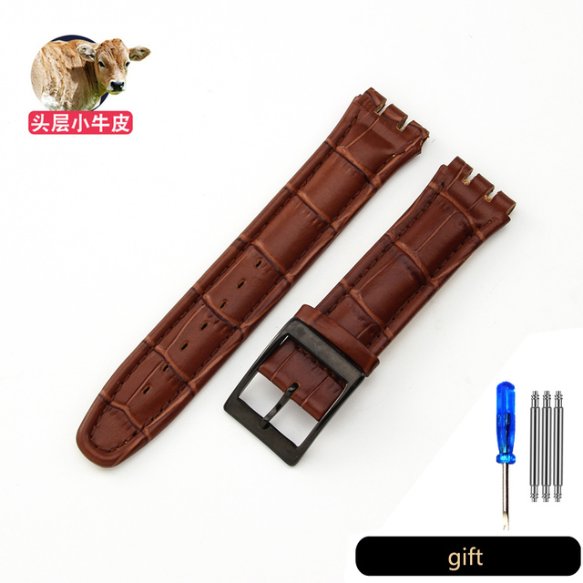 Genuine Leather Watch Strap For Swatch YCS YAS YGS Pin Buckle 17mm 19mm Female Watch Band Blue Red Black Accessories Watchband