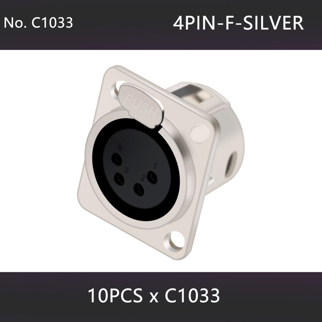 10pcs 3/4/5 Pins XLR Male Plug Female Socket Connector, Panel Mount, Zinc Alloy Shell Brass Connections, Silver and Black Housing