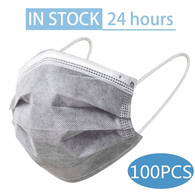 In Stock 10/100pcs Disposable Nonwoven Face Mask 3 Layers Anti Dust Respirator Mask With Elastic Ear Band For Adults