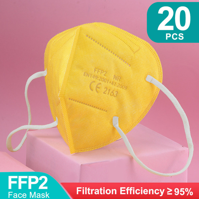 أقنعة FFP2 5 طبقات ffp2fan KN95 قناع وجه واقي FPP2 mascarillas الغبار قناع فلتر قناع التنفس الأسود الفم Masken