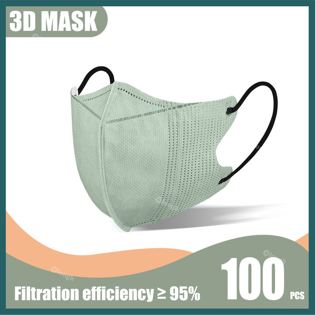 Disposable Protective Mask Morandi Black Masks 3D Adult 4 Ply 95% Filtration Mascarillas quiurgicas Homeopathic No Nose Bridge