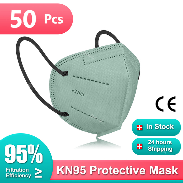 10-200pcs Mascarillas KN95 Certified 5 Layers Black KN95 Masks Colorful ffp2mascarilla Adult FP2 FPP2 Approved Mask FFP2