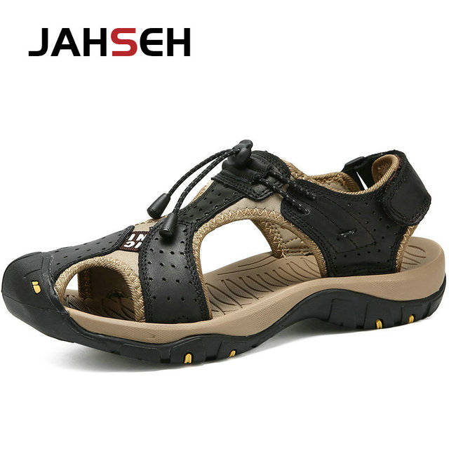 2022 New Genuine Leather Summer Casual Sandals Outdoor Walking Shoes Water Shoes Plus Size Beach Shoes Fashion Soft Slippers