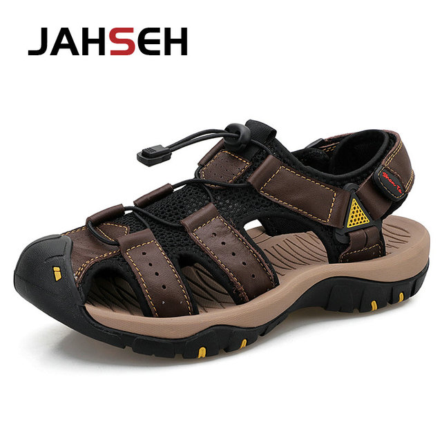 Summer New Outdoor Genuine Leather Men's Casual Sandals High Quality Brand Beach Shoes Fashion Water Shoes Walking Footwear