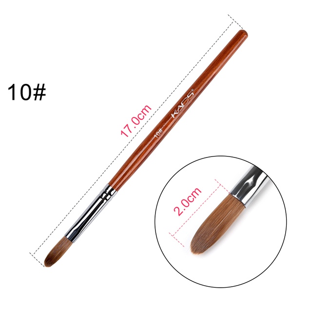 KADS Acrylic Nail Brush Curly Kolinsky Sable UV Nail Art Gel Extension Brush Manicure Flat Round Brush Red Wood Nail Brush