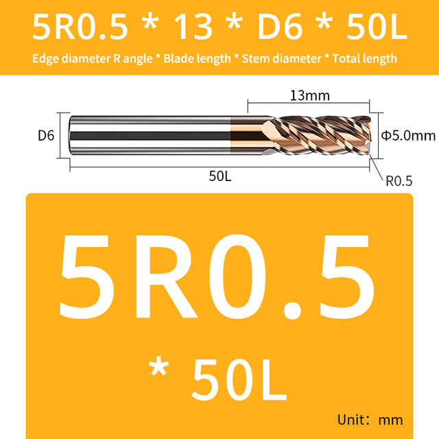 AUG Tool Corner Radial End Mill CNC R Bull Nose Milling Cutter Tungsten Carbide Steel Metal Router Tool R0.5 R1 4 Flutes