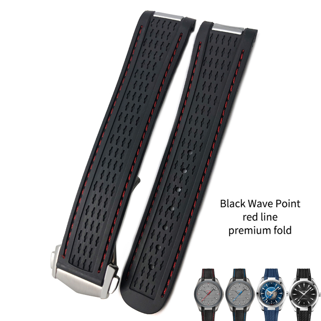 20mm Rubber Silicone Watch Strap Fit For Omega Seamaster 300 AT150 Aqua Terra Ultra Light 8900 Steel Buckle Watchband Bracelets